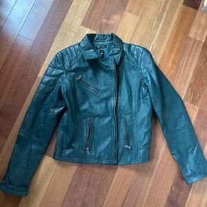 Aqua Faux Leather Green Jacket